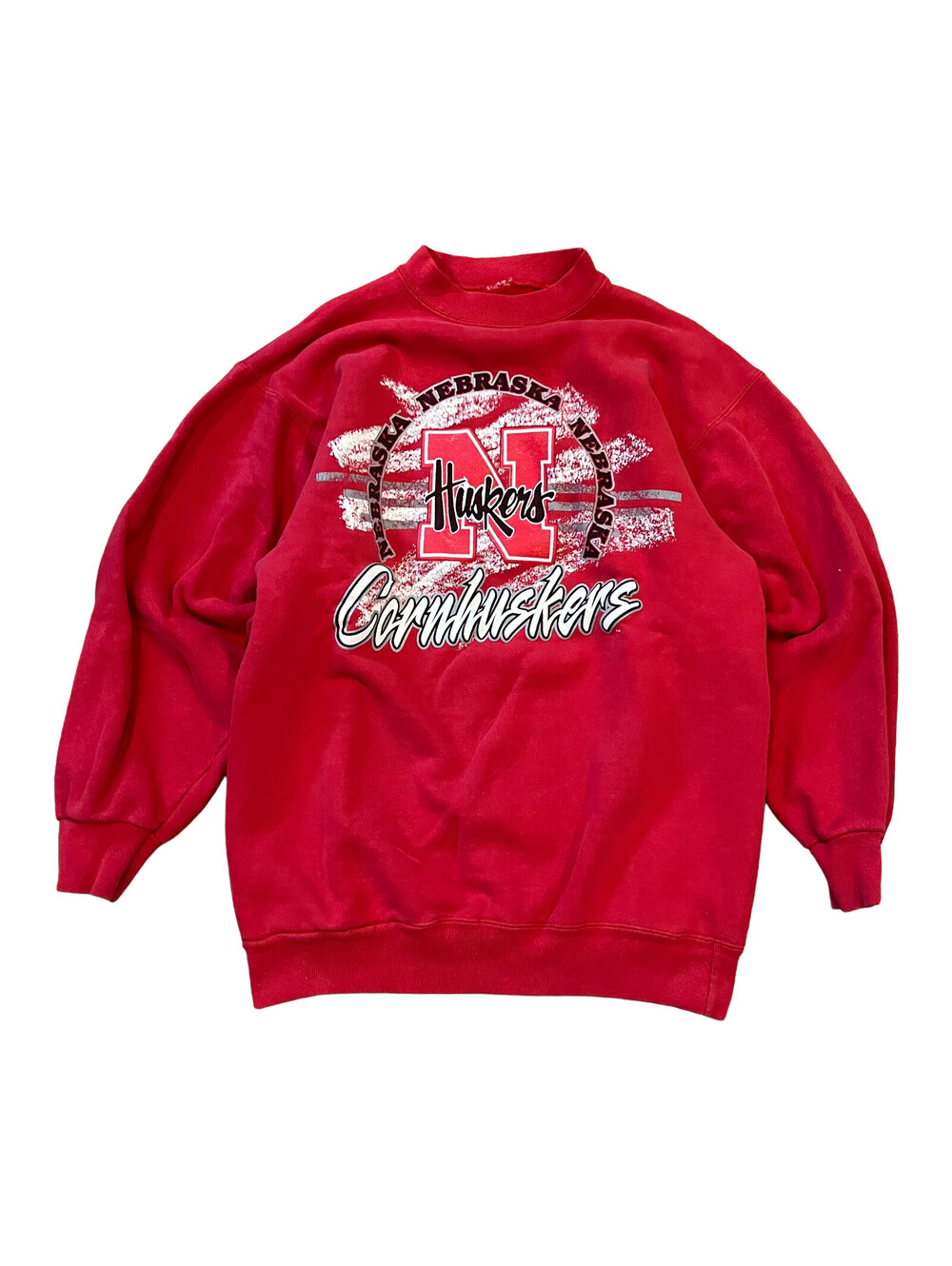 Vtg Nebraska Cornhuskers Pullover Crew Neck Sweater Men Large Embroider